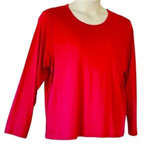 L.L. Bean Supima Cotton Long Sleeve Tee Radiant Magenta Round Neck  Size 2X